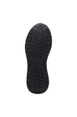 Monogram sneakers with leather trim and EVA rubber sole, Dark Brown