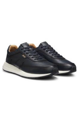 Deportivas de piel cepillada con suela de goma EVA, Azul oscuro