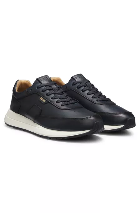 Brushed leather sneakers with EVA-rubber sole