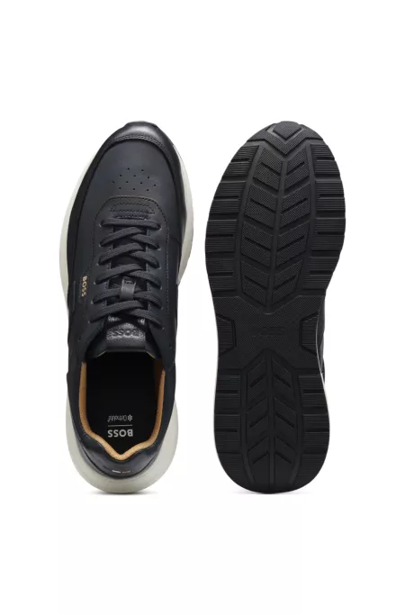 Brushed leather sneakers with EVA-rubber sole