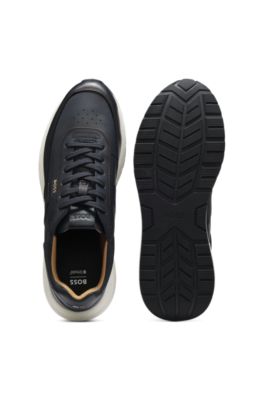 Deportivas de piel cepillada con suela de goma EVA, Azul oscuro