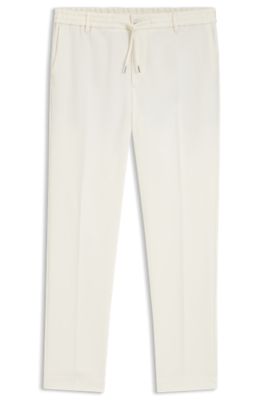 Pantalones modern fit en sarga el&aacute;stica, Blanco