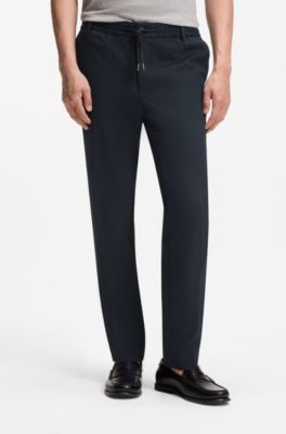 Pantalones modern fit en sarga el&aacute;stica, Azul oscuro