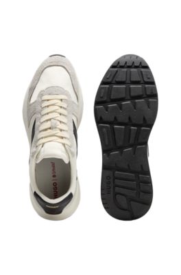 Suede-trim sneakers, White