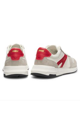 Deportivas con detalles de ante, Blanco