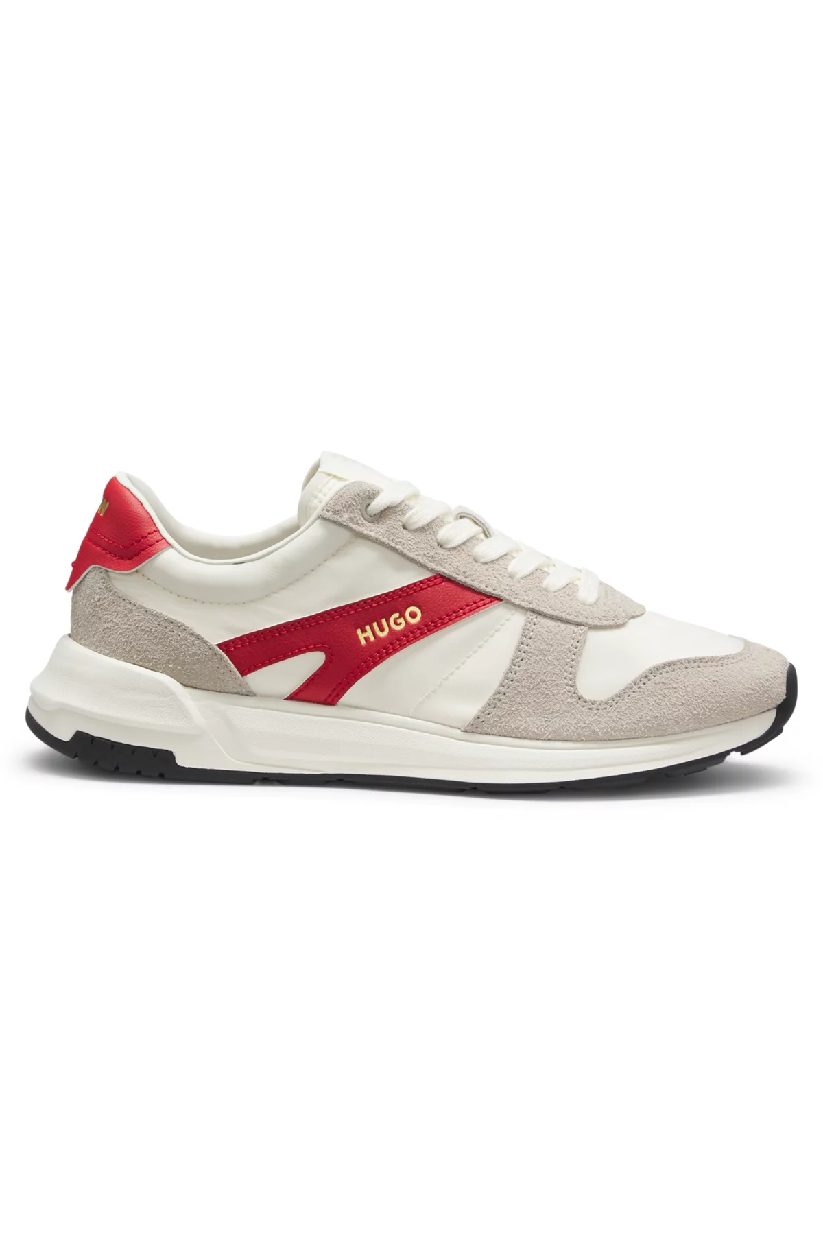 Suede-trim sneakers with logo details, White