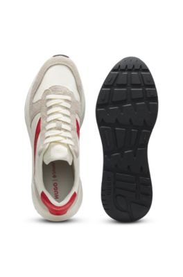 Deportivas con detalles de ante, Blanco
