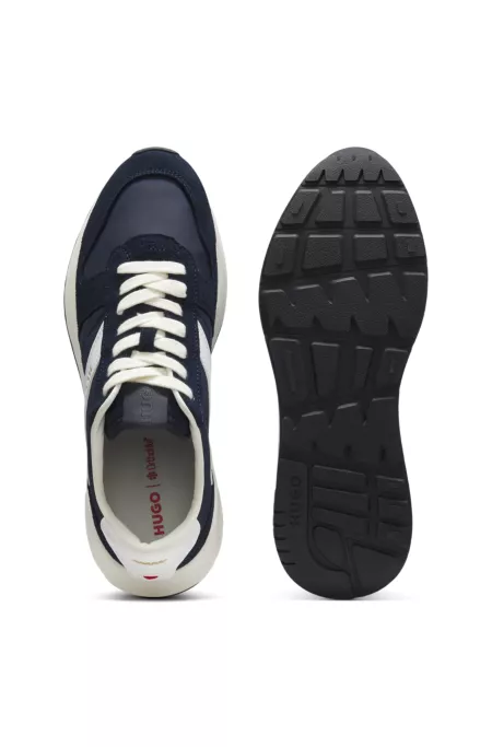 Suede-trim sneakers with logo details