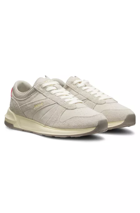 Textured-suede sneakers with logo details