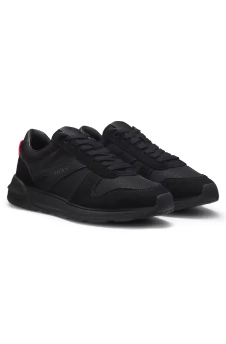 Monogram-jacquard sneakers with faux-suede trim