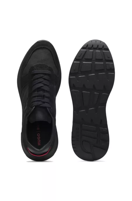 Monogram-jacquard sneakers with faux-suede trim