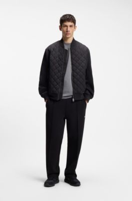 Monogram-jacquard sneakers with faux-suede trim, Black