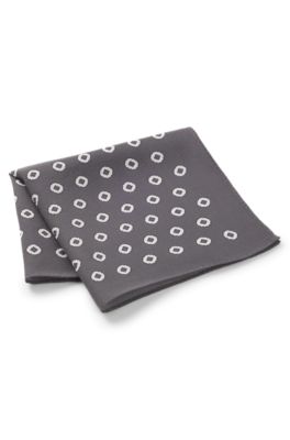 BOSS BY BECKHAM pa&ntilde;uelo de bolsillo de seda con estampado digital, Gris