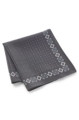 BOSS BY BECKHAM pa&ntilde;uelo de bolsillo de seda estampada, Gris