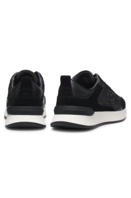 Deportivas de piel y ante con monograma Double B, Negro
