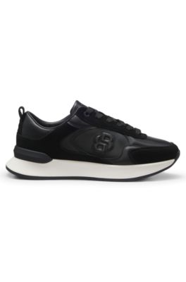 Deportivas de piel y ante con monograma Double B, Negro