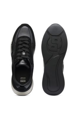 Deportivas de piel y ante con monograma Double B, Negro