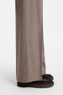 Suede boots with faux-fur collar, Dark Brown