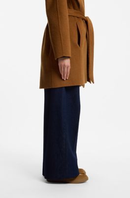 Suede boots with faux-fur collar, Light Brown