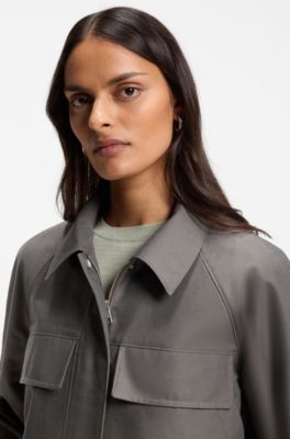 Relaxed-fit jacket in cotton denim, Green