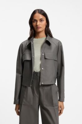 Relaxed-fit jacket in cotton denim, Green