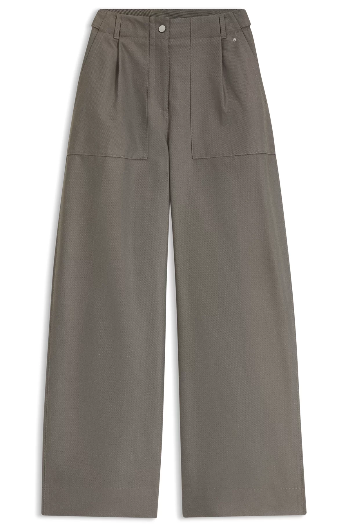 Pantalon large en denim de coton, Marron