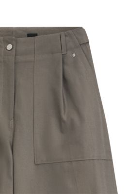 Wide-leg pants in cotton denim, Brown