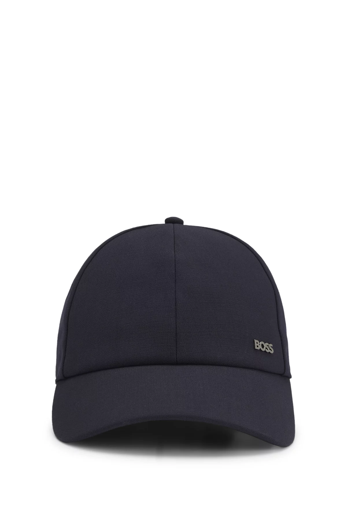 Gorra de lana virgen con detalle de logo, Azul oscuro