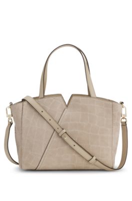 BOSS Revers bolso tote de ante estampado con detalle de cintur&oacute;n, Beige claro