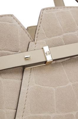 BOSS Revers bolso tote de ante estampado con detalle de cintur&oacute;n, Beige claro