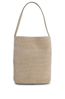 BOSS Revers sac seau en daim imprim&eacute; avec d&eacute;tail de ceinture, Beige clair