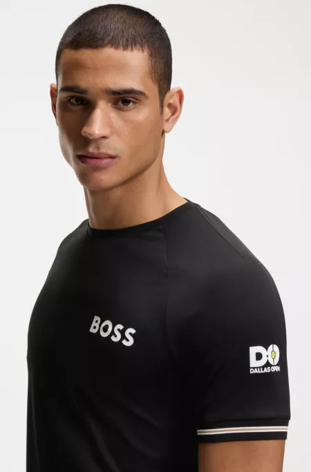 Slim-fit T-shirt in structured fabric with contrast details