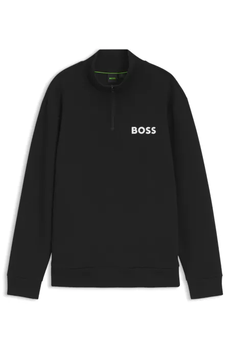 Zipper neck sweatshirt in stretch interlock fabric