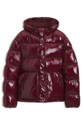 Water-repellent puffer jacket with tonal logo, Dark pink