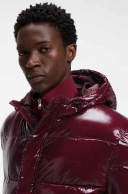 Water-repellent puffer jacket with tonal logo, Dark pink