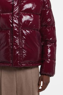 Water-repellent puffer jacket with tonal logo, Dark pink