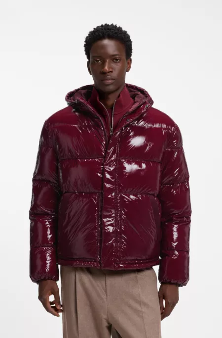 Water-repellent puffer jacket with tonal logo