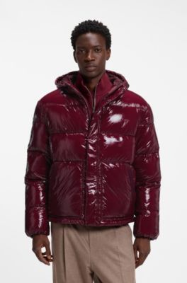 Water-repellent puffer jacket with tonal logo, Dark pink