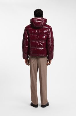 Water-repellent puffer jacket with tonal logo, Dark pink