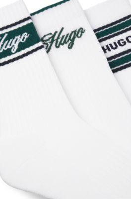 Lot de trois paires de chaussettes mi-mollet, Blanc