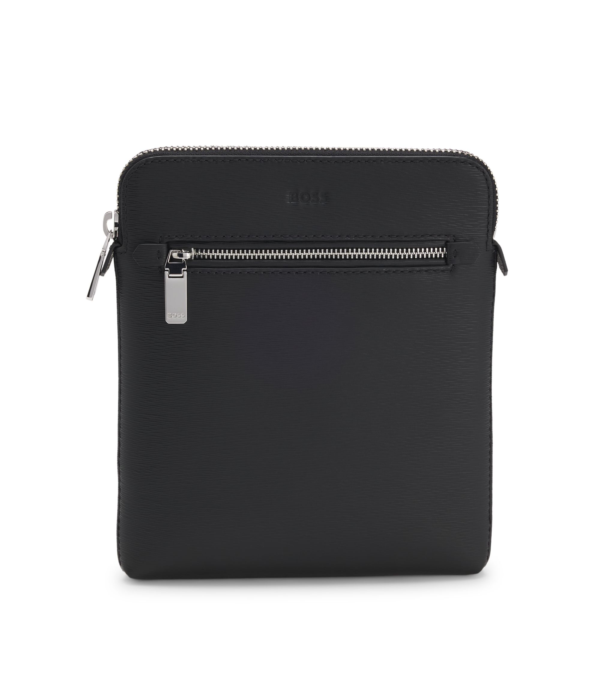 BOSS - Leather envelope bag with embossed logo - Black