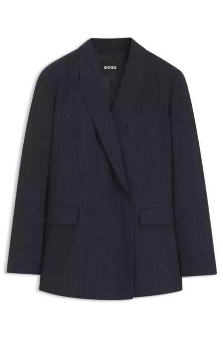 Regular-fit blazer in pinstripe stretch crepe