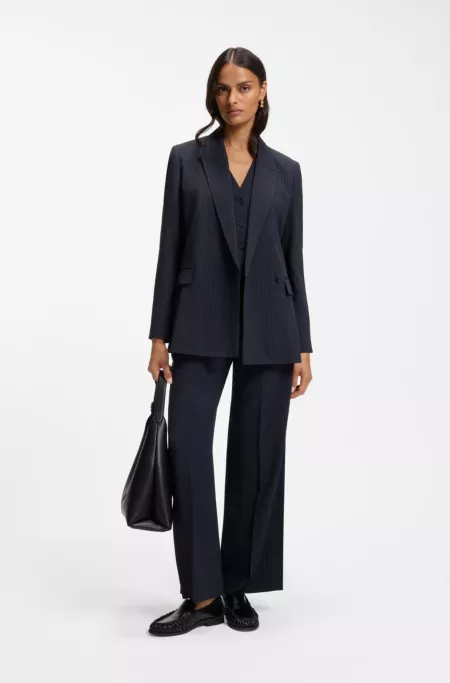 Regular-fit blazer in pinstripe stretch crepe