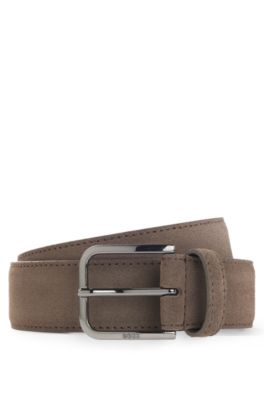 BOSS ONE ceinture en cuir su&eacute;d&eacute;, Kaki