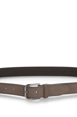 BOSS ONE ceinture en cuir su&eacute;d&eacute;, Kaki