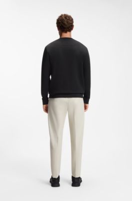 Sudadera de algod&oacute;n el&aacute;stico con cuello redondo, Negro