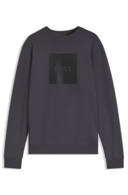 Sudadera de algod&oacute;n el&aacute;stico con cuello redondo, Gris oscuro
