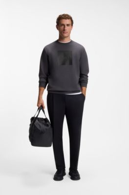 Sudadera de algod&oacute;n el&aacute;stico con cuello redondo, Gris oscuro