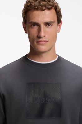 Sudadera de algod&oacute;n el&aacute;stico con cuello redondo, Gris oscuro