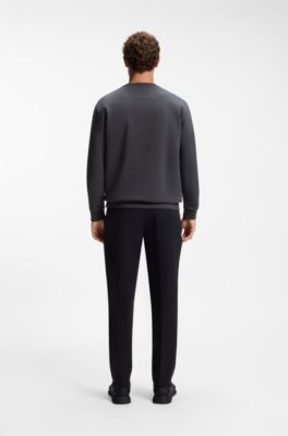 Sudadera de algod&oacute;n el&aacute;stico con cuello redondo, Gris oscuro